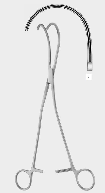 Атравматичний затискач ВЕБЕРА (WEBER), бранші вигнуті ліворуч, 26 см (cm)